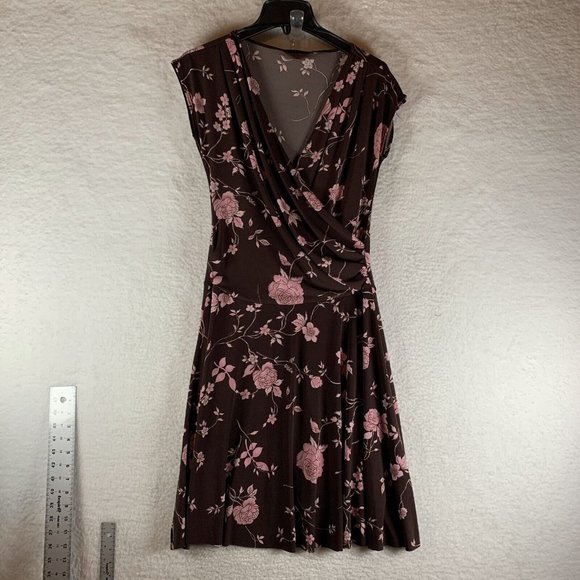 Soprano Dress Y2K Womens Medium Floral Surplice Neck Drop Waist Fit & Flare 8022 - Picture 1 of 7